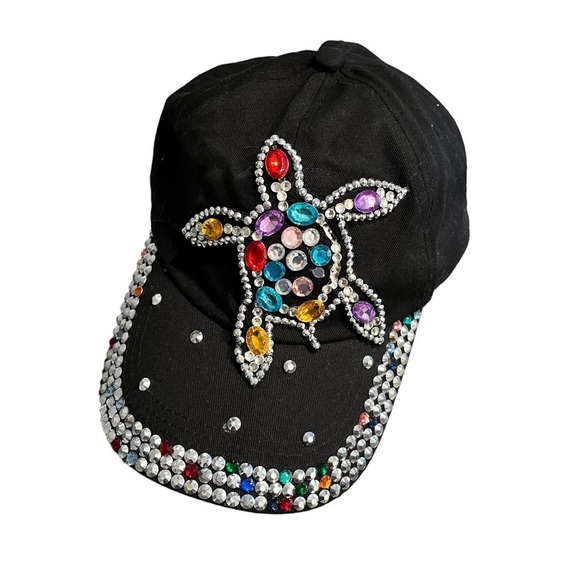 The Alabama Girl Sequin Bling Sea Turtle Cotton Baseball Cap OS Adjustable - Picture 5 of 5